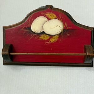 Small Rustic Red Handpainted Eggs Kitchen Wall Decor Farmhouse French Country‎